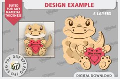 Valentine Crocodile with Heart Laser Cut. Cute Animals SVG Product Image 2