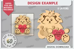 Valentine Lion with Heart Laser Cut. Cute Animals SVG Product Image 2