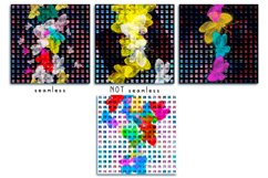 Bundle of Patterns/Scrapbooking Backgrounds.Neon moths.  A pattern of many squares. Multicolored complex textures. Colorful bright design. Neon butterflies or moths flying into the light