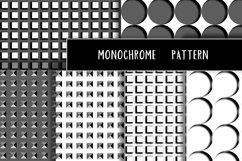 Bundle Seamless Patterns/Abstraction.HI-TECH MONOCHROME  Digital geometric graphic drawing with contour. Contrasting black and white, gray colors. Three-dimensional effect and minimalism of circles, rectangles. The mesh structure is similar to the texture