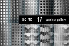 Bundle Seamless Patterns/Abstraction. Knitted texture  Digital geometric graphic drawing with contour. Contrasting black and white, gray colors. Three-dimensional effect and minimalism of circles, rectangles. The mesh structure is similar to the texture o