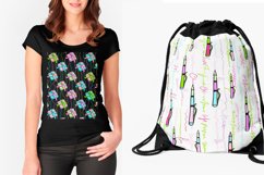 Seamless background with coffee cups. Top view of a table in a cafe. Love and relationships. valentine's day, wedding and love. Marshmallows and hearts. Graphic drawing by hand.