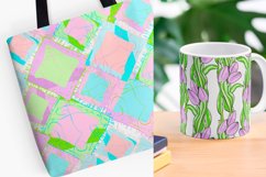 Seamless background with coffee cups. Top view of a table in a cafe. Love and relationships. valentine's day, wedding and love. Marshmallows and hearts. Graphic drawing by hand.