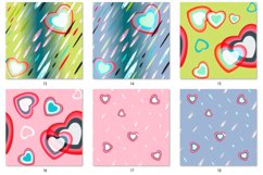 Bundle of Seamless textures/Hearts,Rain,Valentine's Day  Abstract colorful illustration. A texture with a repeating pattern. Hearts, drops, inscriptions and hearts. Inscription Valentine's Day