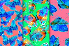 Bundle of Seamless textures/Watercolor Butterflies  Abstract, colorful illustrations. Complex, naturalistic graphics. Watercolor drawing of flying butterflies.  A texture with a repeating pattern. Bright rainbow colors, blue, yellow, green, red