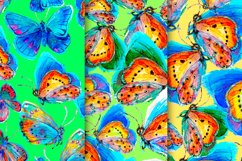 Bundle of Seamless textures/Watercolor Butterflies  Abstract, colorful illustrations. Complex, naturalistic graphics. Watercolor drawing of flying butterflies.  A texture with a repeating pattern. Bright rainbow colors, blue, yellow, green, red