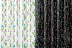 Seamless background with coffee cups. Top view of a table in a cafe. Love and relationships. valentine's day, wedding and love. Marshmallows and hearts. Graphic drawing by hand.