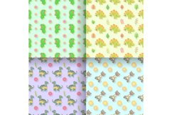 Set Seamless Collection Pattern Animal Dinosaur Vector Product Image 1