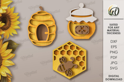 Bee tiered tray decor Laser Cut. Honey Bee Wall Decor SVG Product Image 1