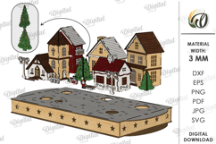 3D Christmas Town Laser Cut. Christmas Stand Decor SVG Product Image 2