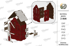 3D Christmas Town Laser Cut. Christmas Stand Decor SVG Product Image 4