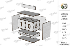 3D Christmas Countdown Laser Cut. Countdown Calendar SVG Product Image 3