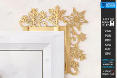 Gold Door Corner Laser Cut| Christmas Wall Decor | Snowflake Product Image 1