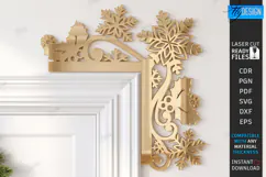 Gold Door Corner Laser Cut| Christmas Wall Decor | Snowflake Product Image 1