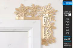 Gold Door Corner Laser Cut| Christmas Wall Decor | Snowflake Product Image 1