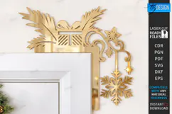 Gold Door Corner Laser Cut| Christmas Wall Decor | Snowflake Product Image 1