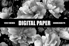 White Floral Digital Paper Product Image 1