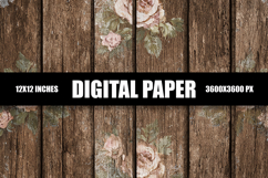 Wooden Floral Digital Paper Product Image 1