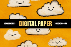 Cute Clouds With Texture Digital Paper Product Image 1