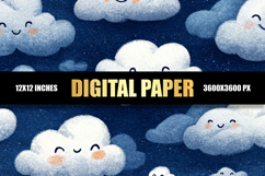 Cute Clouds With Texture Digital Paper Product Image 1