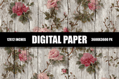 Floral in Wooden Digital Paper Product Image 1