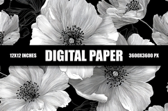 White Floral Digital Paper Product Image 1