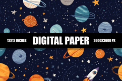 Colorful Space Doodles Digital Paper Product Image 1