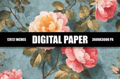 Grunge Floral Digital Paper Product Image 1