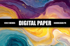 Abstract Colorful Waves Digital Paper Product Image 1