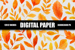 Orange Leaves Digital Paper Product Image 1