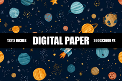 Colorful Space Doodles Digital Paper Product Image 1