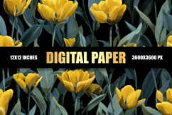 Yellow Floral Digital Paper Product Image 1