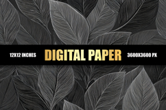 Black Leaves Digital Paper Product Image 1