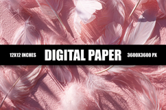 Pink Feather Digital Paper Product Image 1