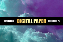 Green And Purple Clouds Digital Paper Product Image 1