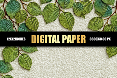 Green Leaves With Gray Texture Digital Paper Product Image 1