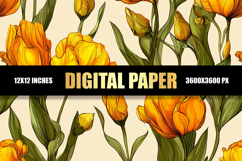 Yellow Floral Digital Paper Product Image 1