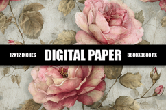 Grunge Floral Digital Paper Product Image 1