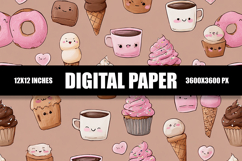 Cartoon Desserts Digital Paper Product Image 1
