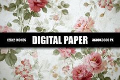 Grunge Floral Digital Paper Product Image 1