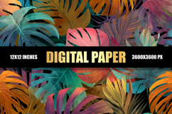 Watercolor Tropical Leaves Digital Paper Product Image 1