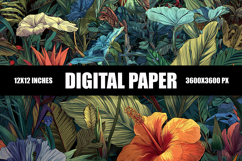 Vibrant Jungle Flowers Digital Paper Product Image 1