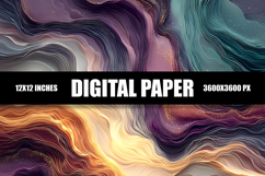 Abstract Colorful Waves Digital Paper Product Image 1