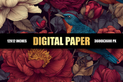 Floral With Birds Digital Paper Product Image 1