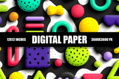 3D Shapes Digital Paper Product Image 1