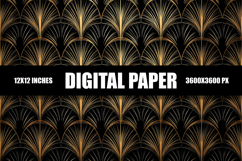 Black and Gold Pattern Digital Paper Product Image 1