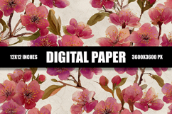Red Floral Digital Paper Product Image 1