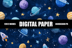 Colorful Space Doodles Digital Paper Product Image 1
