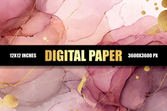 Pink And Gold Watercolor Digital Paper Product Image 1