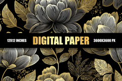 Golden Gray Digital Paper Product Image 1